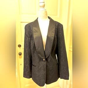 Vintage EUC Liz Claiborne Black Lace Dinner Jacket/Blazer Sz 14 w